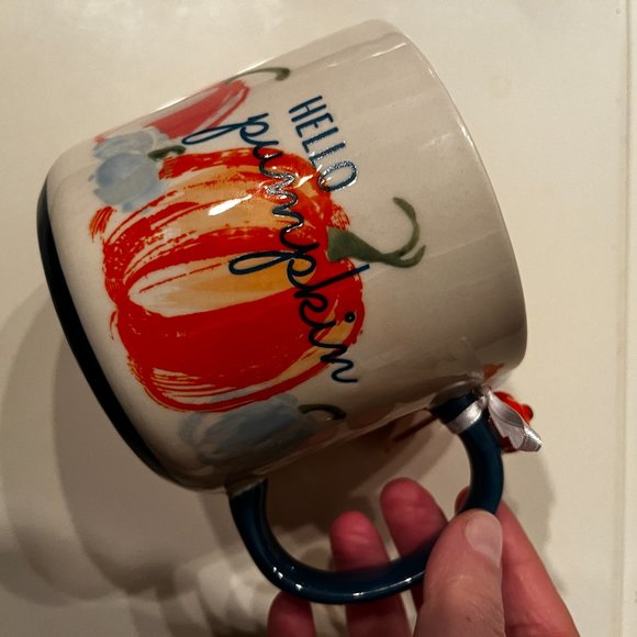 Pumpkin Mug‎ by Lang Designs with Hand Painted Detail and Handle Accent (new) - Picture 3 of 11